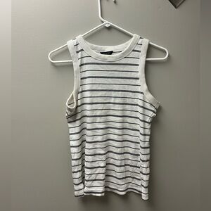 George White & Black‎ Striped Ribbed Tank Top